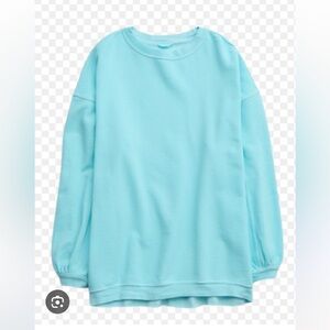 AERIE Real Crew Oversized Sweatshirt Aqua S NWT